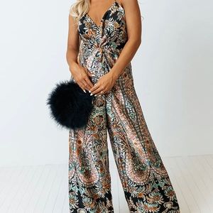 Satin printed jumpsuit